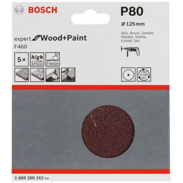 Bosch 5-delni set brusnih papira 125 mm G80 | 1609200162 - Image 2