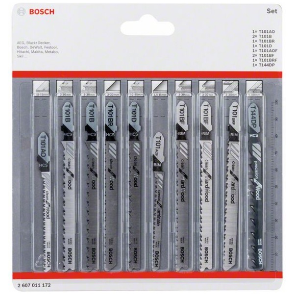 Bosch 10-delni set listova ubodne testere sa T držačem za čisto sečenje za drvo | 2607011172