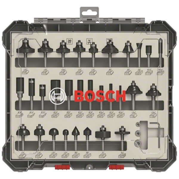 Komplet raznih glodala, 30 komada, držač od 1/4" mm | 2607017476