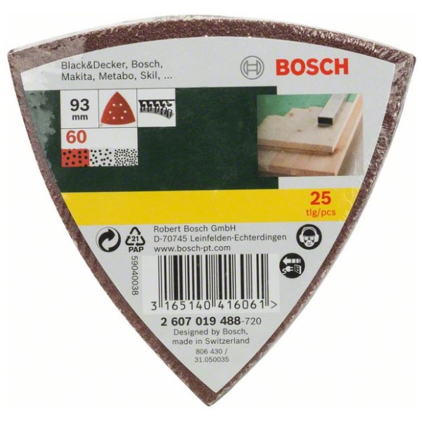 Bosch 25-delni set brusnih listova za delta-brusilicu granulacija 60 | 2607019488 - Image 2