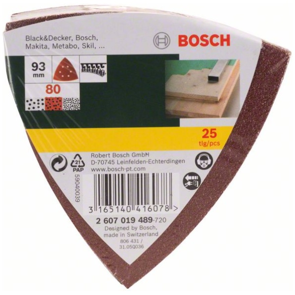 Bosch 25-delni set brusnih listova za delta-brusilicu, granulacija 80 | 2607019489 - Image 2