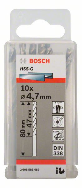 PRO 4,7×47×80 mm Metal HSS-G spiralna burgija standardne dužine 10 kom. | 2608585489 - Slika 2