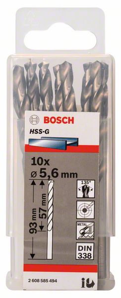 PRO 5,6×57×93 mm Metal HSS-G spiralna burgija standardne dužine 10 kom. | 2608585494 - Slika 2