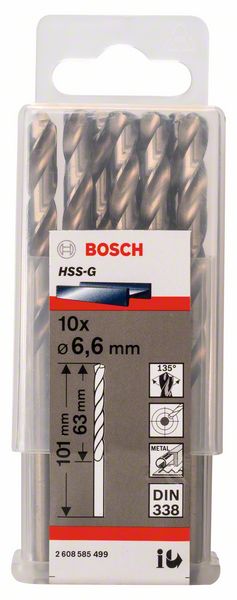 PRO 6,6×63×101 mm Metal HSS-G spiralna burgija standardne dužine 10 kom. | 2608585499 - Slika 2
