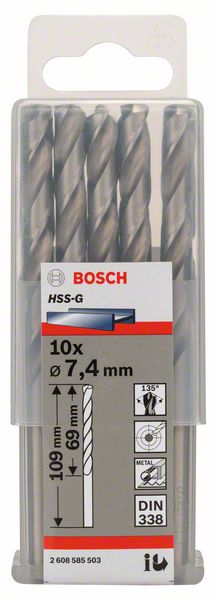 PRO 7,4×69×109 mm Metal HSS-G spiralna burgija standardne dužine 5 kom.| 2608585503 - Slika 2