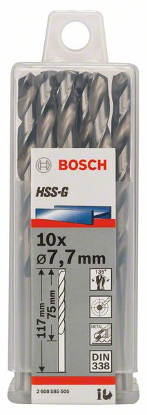 PRO 7,7×75×117 mm Metal HSS-G spiralna burgija standardne dužine 10 kom. | 2608585505 - Slika 2