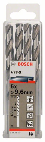 PRO 9,6×87×133 mm Metal HSS-G spiralna burgija standardne dužine 5 kom. | 2608585519 - Slika 2