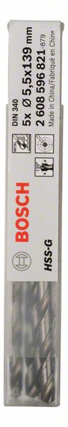 PRO 5,5×91×139 mm Bosch Metal HSS-G spiralna burgija velike dužine pakovanje 5 kom. | 2608596821 - Slika 2