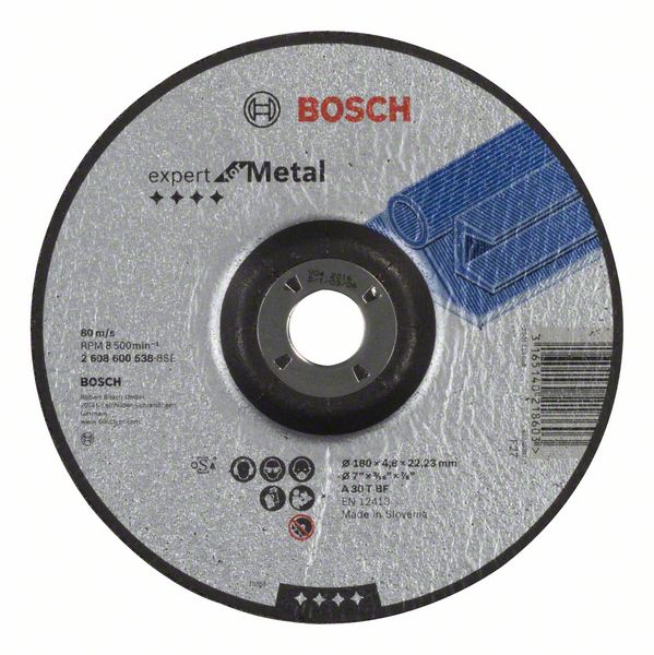 Brusna ploča 180×4,8×22,23 mm ispupčena Expert for Metal | 2608600538