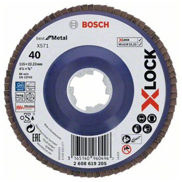 X-LOCK lamelne ploče, ravna verzija, plastična ploča, Ø115 mm, G 40, X571, Best for Metal, 1 komad | 2608619205