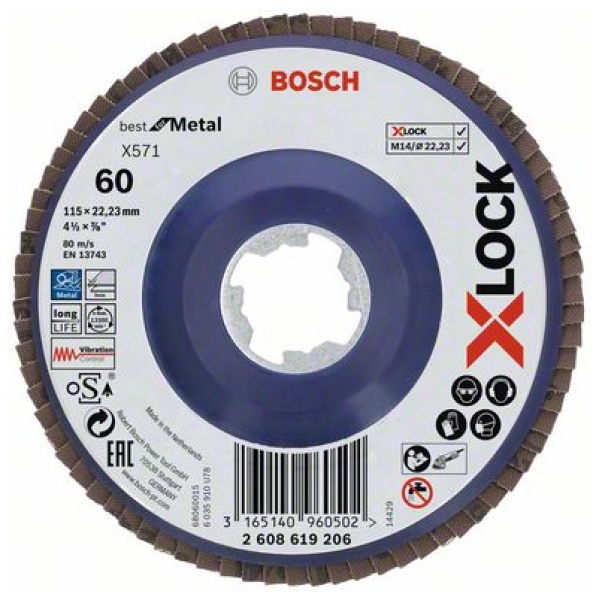 X-LOCK lamelne ploče, ravna verzija, plastična ploča, Ø115 mm, G 60, X571, Best for Metal, 1 komad | 2608619206