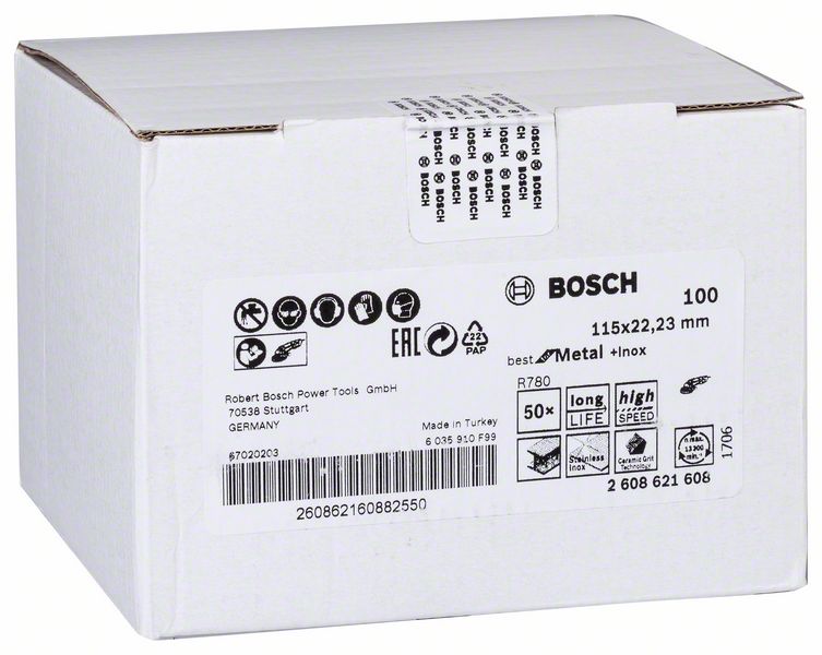 Brusni fiber disk fi 115mm G 100 Best for Metal + Inox Bosch pakovanje 50 kom. | 2608621608 - Slika 2