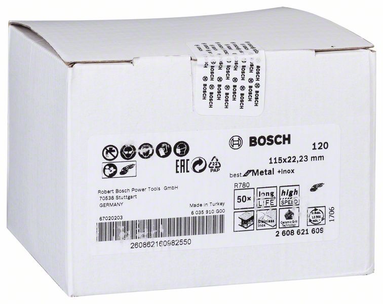 Brusni fiber disk fi 115mm G 120 Best for Metal + Inox Bosch pakovanje 50 kom. | 2608621609 - Slika 2