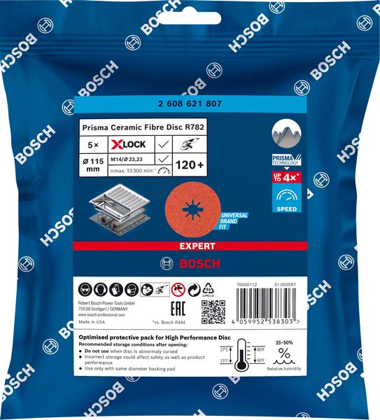 EXPERT R782 Prisma Ceramic X-LOCK Fiber disk od 115 mm, 22,23 mm, G 120, 5 delova | 2608621807 - Slika 2