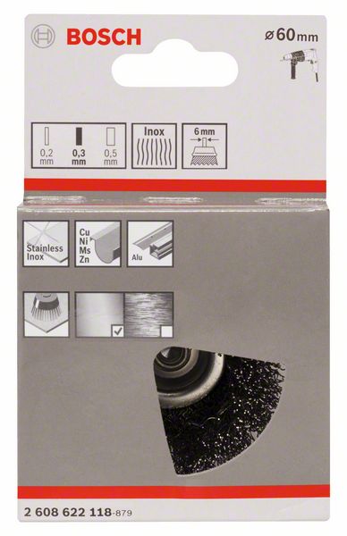 Bosch Talasasta obodna četka 60 x 0,3 mm, nerđajuća | 2608622118 - Slika 2