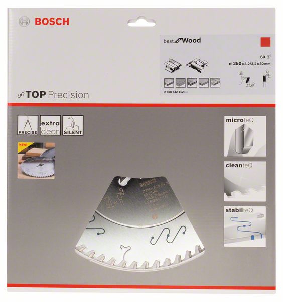 List kružne testere 250 x 30 mm / T60 Bosch Top Precision Best for Wood | 2608642112 - Slika 2