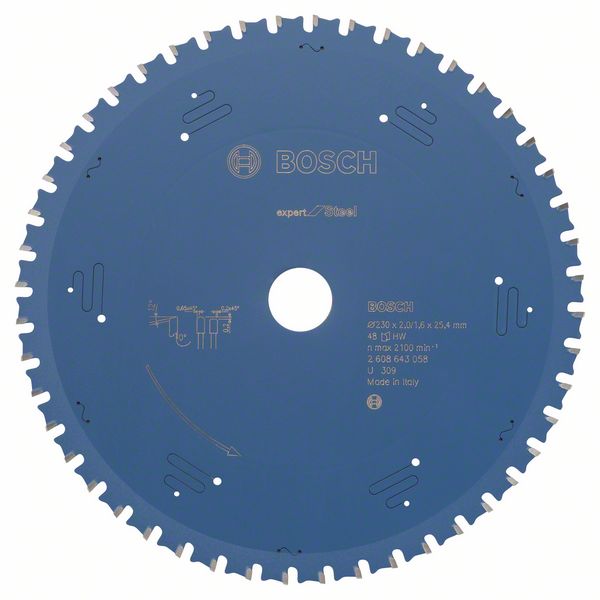 List kružne testere 230×25,4 mm / T48 Bosch Expert for Steel | 2608643058