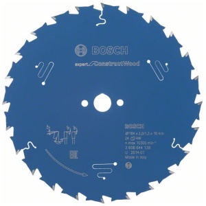 List kružne testere 184 x 16 mm / 24T Bosch Expert for Construct Wood | 2608644138