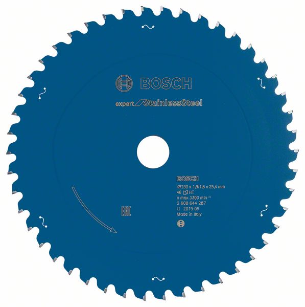 List kružne testere 230×25,4 mm / T46 Bosch EXPERT Stainless Steel | 2608644287
