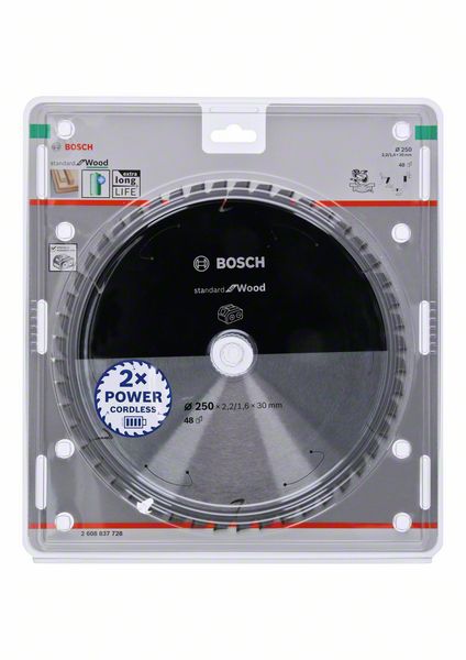 List kružne testere 250 x 2,2/1,6 x 30 / T48 Bosch Standard for Wood za akumulatorske testere | 2608837728 - Slika 2