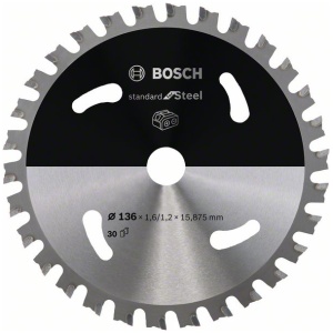 List kružne testere 136 x 1.6/1.2 x 15.875 / T30 Bosch Standard for Steel za akumulatorske testere  | 2608837745