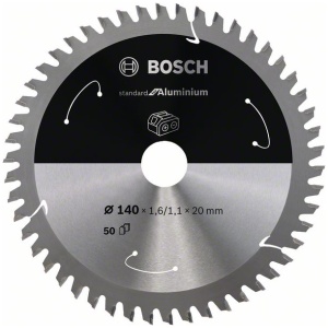 List kružne testere 140 x 1,6/1,1 x 20 / T50 Bosch Standard for Aluminium za akumulatorske testere | 2608837755