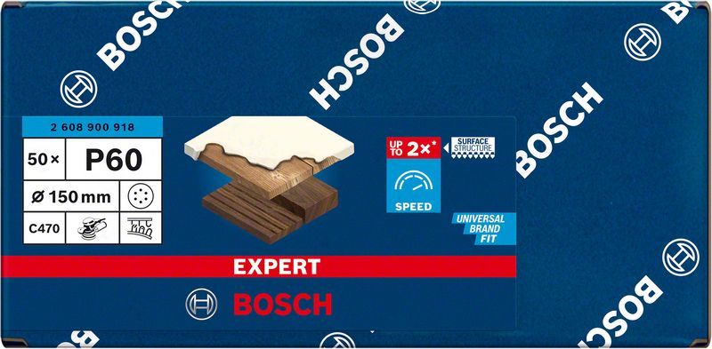 EXPERT C470 brusni papir sa 6 rupa za rotacione brusilice od 150 mm, G 60, 50 delova | 2608900918 - Slika 2