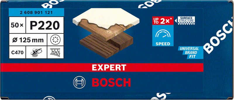 EXPERT C470 brusni papir sa 8 rupa za brusilice od 125 mm, G 220, 50 delova | 2608901121 - Slika 2