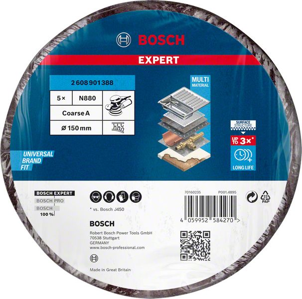 EXPERT N880 disk od filca za rotacione brusilice od 150 mm, grubi, 5 kom.Bosch | 2608901388 - Slika 2