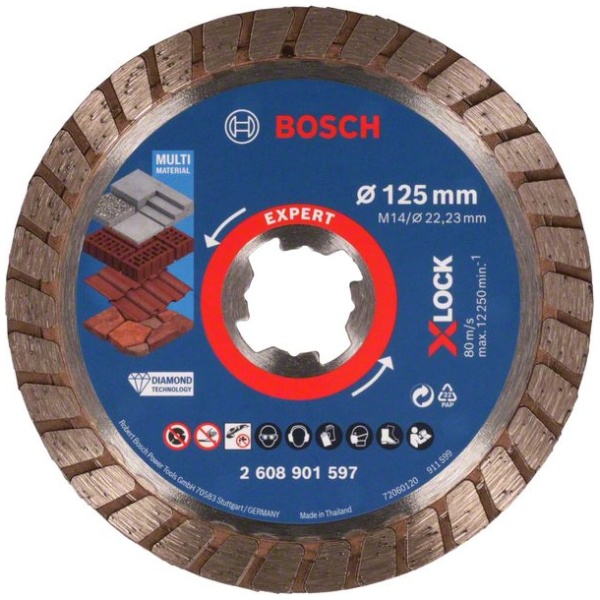 EXPERT MultiMaterial X-LOCK Diamond Cutting Disc 125 x 22.23 x 2.4 x 12 mm | 2608901597