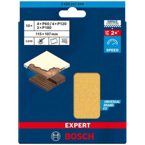 Komplet EXPERT C470 brusnih papira 115 x 107 mm, G 60/120/180, 10 komada | 2608901668 - Image 2