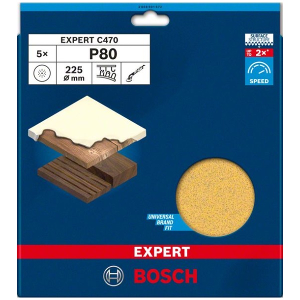 EXPERT C470 brusni papir od 225 mm, G 80, 5 komada | 2608901672 - Image 2