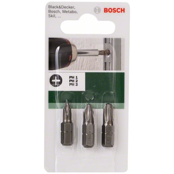 Bosch 3-delni set bitova odvrtača za Phillips šrafove sa ukrštenim prorezom PH 1,2,3 | 2609255964 - Image 2