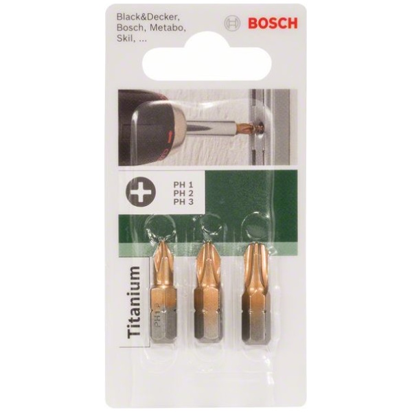 Bosch 3-delni komplet bitova za odvrtače sa TiN oblogom PH 1,2,3 | 2609255965 - Image 2