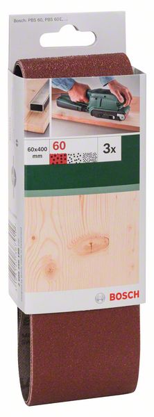 Bosch 3-delni set brusnih traka za tračne brusilice, crveni kvalitet P60 | 2609256188 - Slika 2