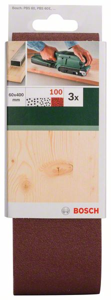 Bosch 3-delni set brusnih traka za tračne brusilice, crveni kvalitet P100 | 2609256190 - Slika 2