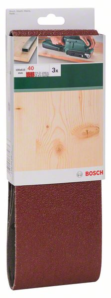 Bosch 3-delni set brusnih traka za tračne brusilice, crveni kvalitet P40 | 2609256225 - Slika 2