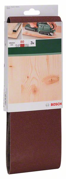 Bosch 3-delni set brusnih traka za tračne brusilice, crveni kvalitet P80 | 2609256226 - Slika 2