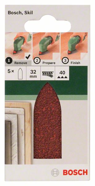 5-delni set brusnih listova za delta-brusilice/renovatore Granulacija 40 Bosch | 2609256A36 - Slika 2