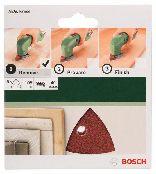 5-delni set brusnih listova za delta-brusilice/renovatore Granulacija 40 Bosch | 2609256A55 - Slika 2