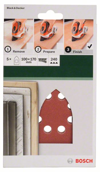 5-delni set brusnih listova za multi-brusilice Granulacija 240 Bosch | 2609256A78 - Slika 2