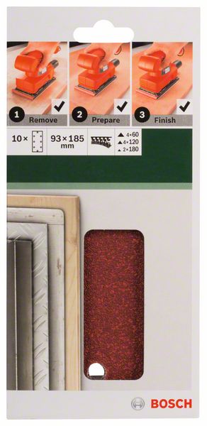 10-delni set brusnih listova za vibracione brusilice P60, 120, 180 Bosch | 2609256A93 - Slika 2