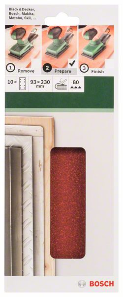 10-delni set brusnih listova za vibracione brusilice Granulacija 80 Bosch | 2609256A96 - Slika 2