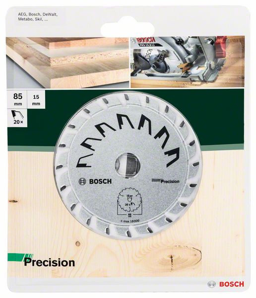 List kružne testere Bosch Precision za drvo 85 x 15 x 1,1 mm, 20Z | 2609256D81 - Slika 2
