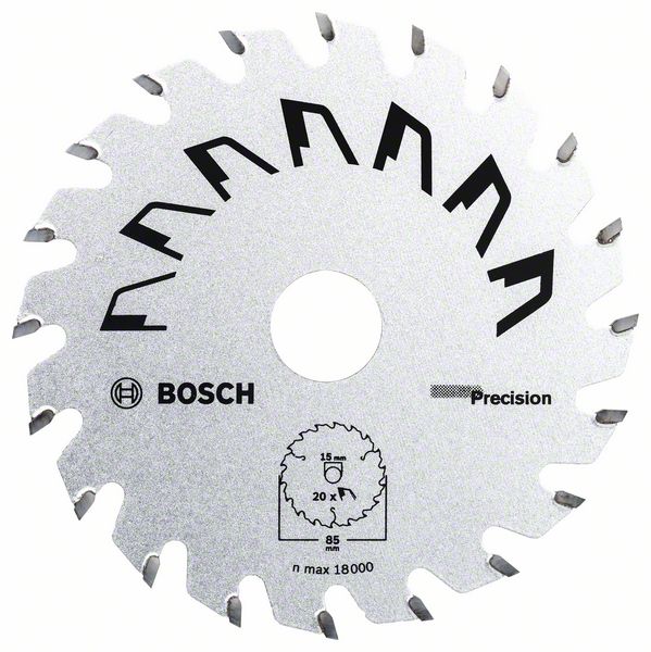 List kružne testere Bosch Precision za drvo 85 x 15 x 1,1 mm, 20Z | 2609256D81