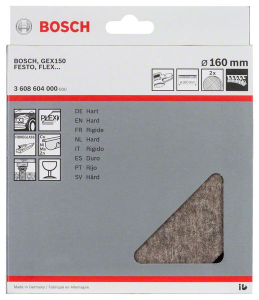 Bosch Filc za poliranje tvrdo, 160 mm | 3608604000 - Slika 2