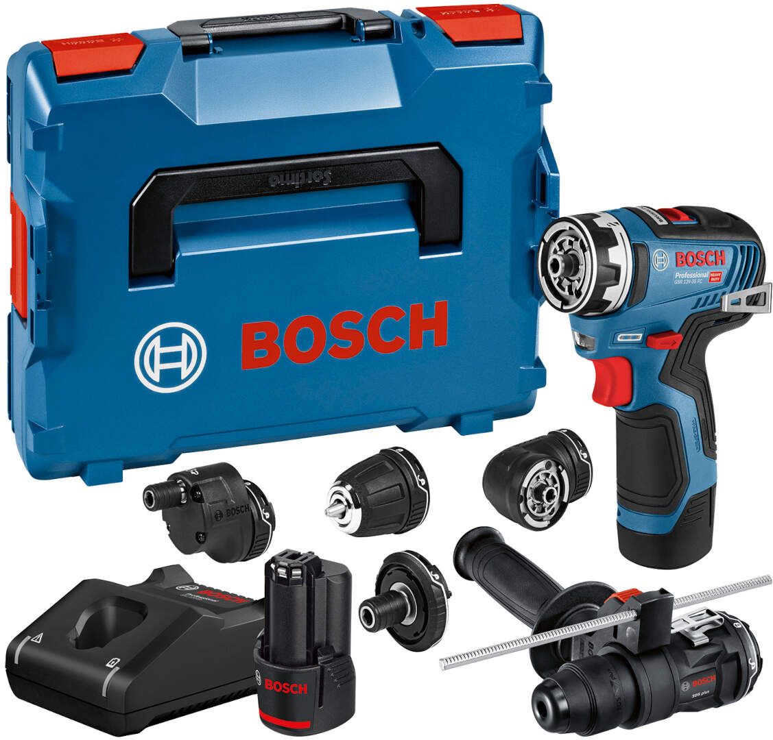 GSR 12V-35 FC Bosch Akumulatorska bušilica-odvrtač sa pet nastavka+L-boxx | 06019H3008