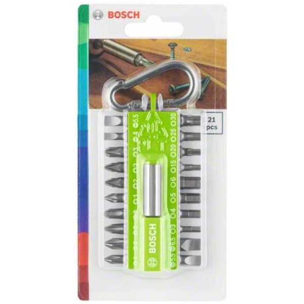 Bosch 21-delni set bitova kopča zeleni | 2607012002