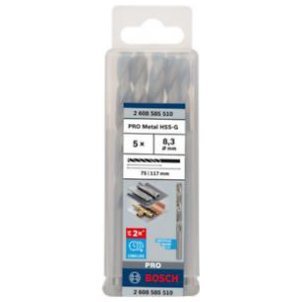 PRO Metal 8,3×75×117 mm HSS-G spiralna burgija standardne dužine pak. 5 kom. | 2608585510 - Image 2