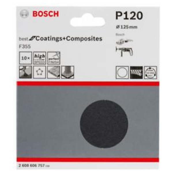 Bosch 10-delni set brusnih listova/čičak Best For Stone fi125 P120 | 2608606757 - Image 2